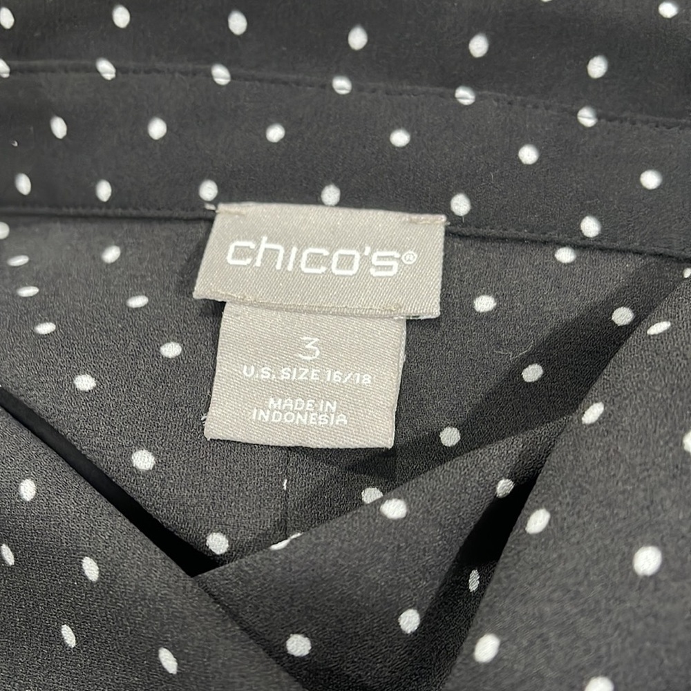 Chico's womens black with dots long sleeve blouse size 3 GUC - Picture 12 of 13